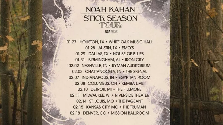 Noah Kahan Tour 2023 'Stick Season'